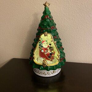 RARE Santa’s Workshop 2-pc Ceramic Cut Out Lighted Nostalgic Christmas Tree NWT